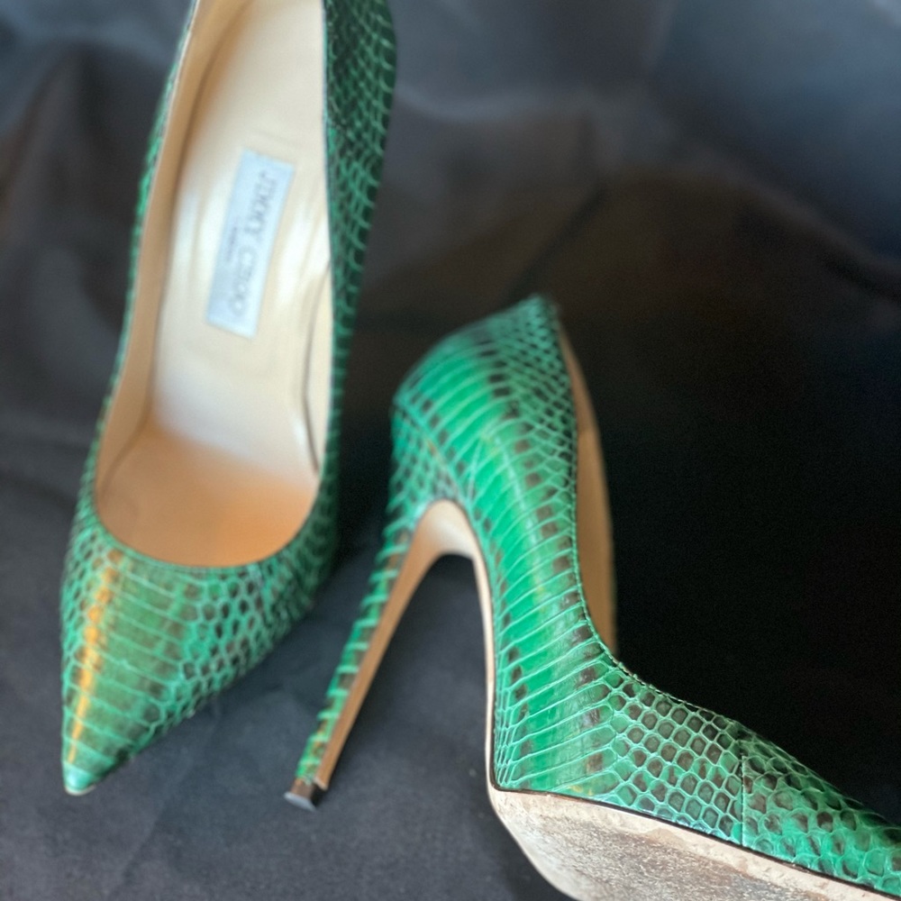 Jimmy Choo Anouk Green Snakeskin Pump 8.5/39
